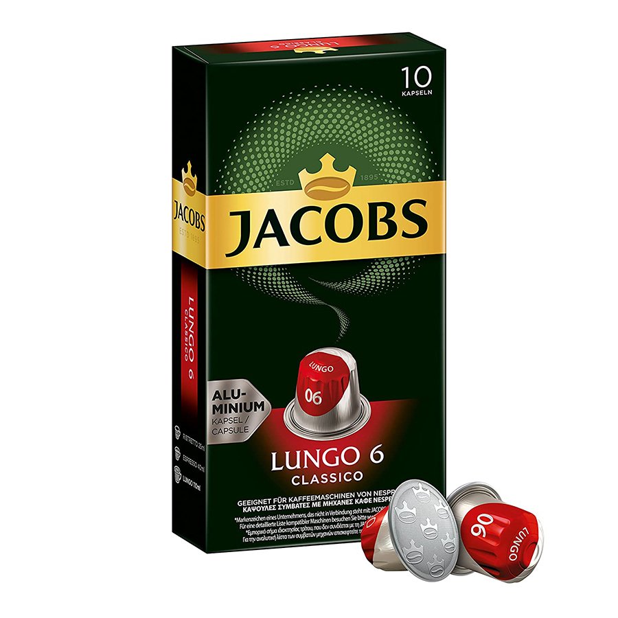 JACOBS - Jacobs - Lungo 6 Classico - Compatibles Nespresso - 10 Unidades